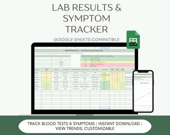 Résultats de laboratoire et suivi des symptômes | Feuille de calcul des résultats des analyses de sang (Google Sheets)
