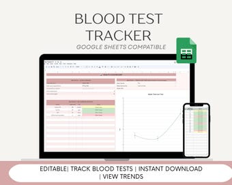 Blood Test Tracker | Blood Work Spreadsheet | Lab Results Log (Google Sheets)