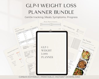 Planificateur de perte de poids GLP1 | Toile modifiable | PDF imprimable