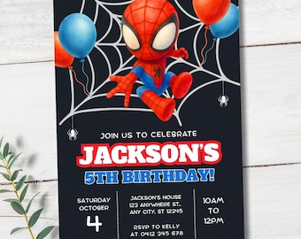 Spiderman Birthday Invitation | Editable Canva Template | Printable Kids Birthday Invite