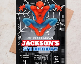 Spiderman Birthday Invitation | Editable Canva Template | Printable Kids Birthday Invite