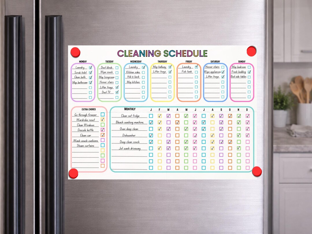 Cleaning Checklist Printable | Chore Chart Printable | Weekly & Monthly ...