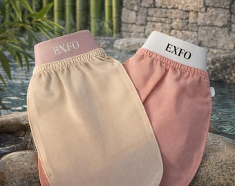 Peelinghandschuh aus 100 % natürlicher Maulbeerseide | Sanftes Körperpeeling | Für empfindliche Haut