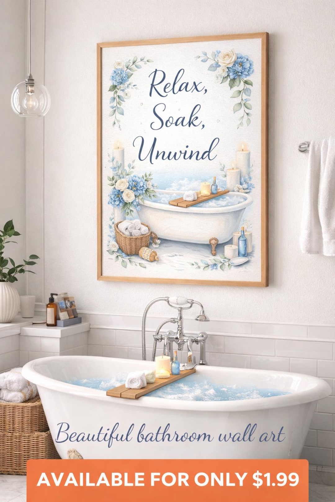 Relax, Soak, Unwind Bathroom Wall Art Print - Etsy