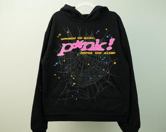 Felpa con Cappuccio Spider Grafica Streetwear Y2K Sweatshirt Unisex Oversize Casual Confortevole Stile Goth Invernale