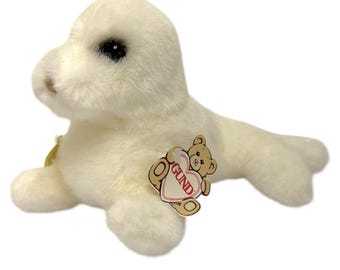 Vintage 1986 Gund White Seal Pup Phineas Stuffed Animal Plush Toy 10"