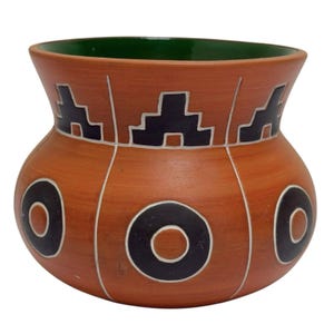 Vintage 1998 Handmade Aztec Acapulco Mexico Pottery Vase Signed and Dated