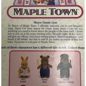 Vintage 1986 Calico Critters Sylvanian Dandy Lion Mayor Maple Town Figure NIP image 5