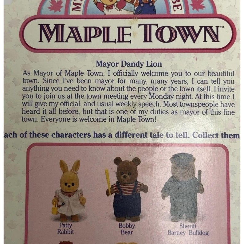 Vintage 1986 Calico Critters Sylvanian Dandy Lion Mayor Maple Town Figure NIP image 5