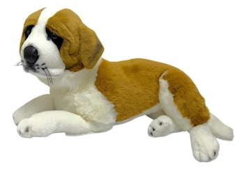 Vintage Realistic Life Size 31" Saint Bernard Dog Puppy Plush Toy Stuffed Animal