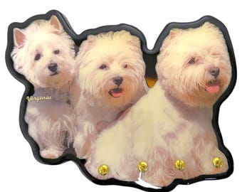 Placa de recuerdo vintage de Virginia con gancho para llaves/correa para colgar en la pared, con forma de cachorro de perro Westie.