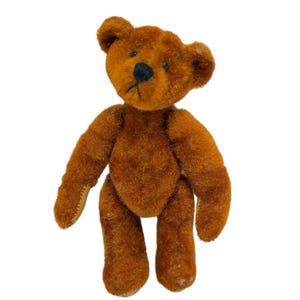 Vintage Little Gem Teddy Bear Miniature Fully Jointed Teddy Bear Signed 2.5"