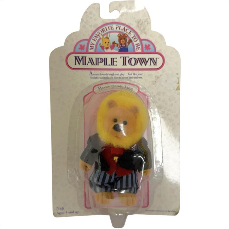 Vintage 1986 Calico Critters Sylvanian Dandy Lion Mayor Maple Town Figure NIP image 1