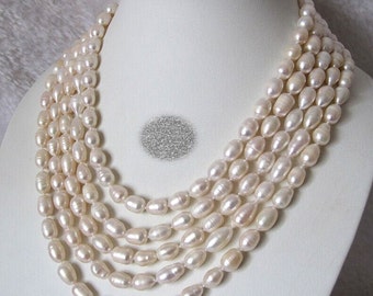 Downton Abbey Baroque Genuine Cultured Freshwater Extra Long 100&quot; White Authentic Genuine Pearl Strand Gatsby Flapper Opera Necklace