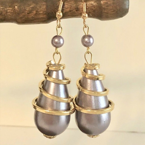 Vintage Modernist Stunning Statement PEARL EARRINGS G… Gem