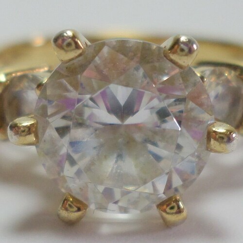 Stunning Sparkle! shops Vintage CZ Diamond Promise Wedding Engagement Hallmarked Band Ring Sz 8.25