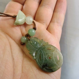 Unique Antique Sculpted Carved 19C Chinese Jade Cicada Double Bats with Bi Wheel / Disk | Pendant Unisex 100% Authentic