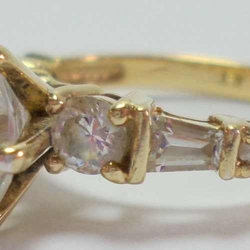 Stunning Sparkle! shops Vintage CZ Diamond Promise Wedding Engagement Hallmarked Band Ring Sz 8.25