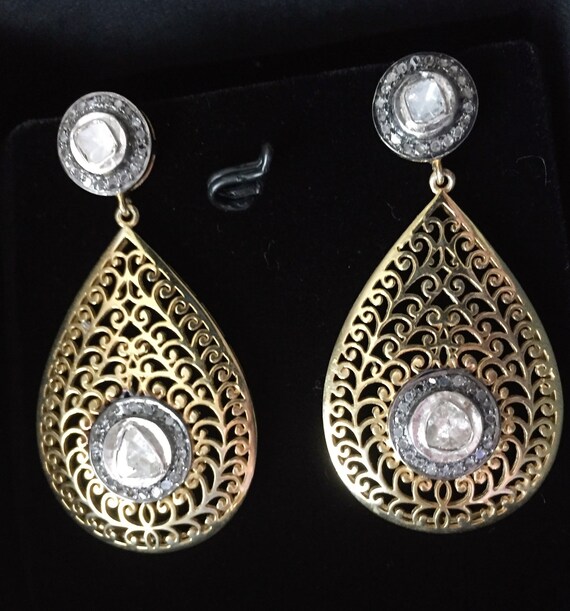 Victorian Sale 3ct Old mine Diamond Dangle Chandel