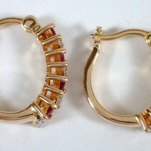 Gift Vintage Hoop design Earth mined Diamond Ruby Earrings image 7