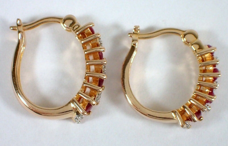 Gift Vintage Hoop design Earth mined Diamond Ruby Earrings image 7