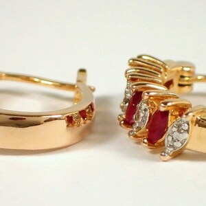 Gift Vintage Hoop design Earth mined Diamond Ruby Earrings image 6