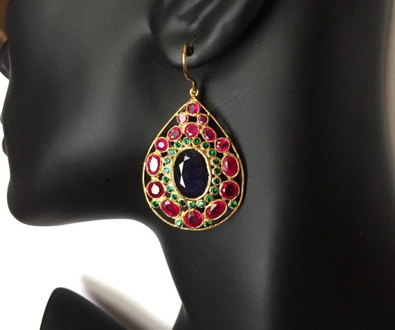 Vintage Geometric Dramatic 31ct Burmese Burma Mya… - image 1