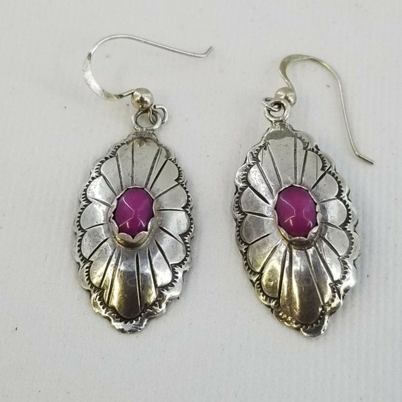 Incredible Vintage Native American Navajo Sugulite Steling Silver Earrings Incredible Vintage Native American Navajo Sugulite Steling Silver Earrings