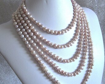 Sexy Opera length Endless  Wedding Genuine Cultured Freshwater 100&quot; Light Pink Lavender Authentic Genuine Rope Pearl Strand Necklace