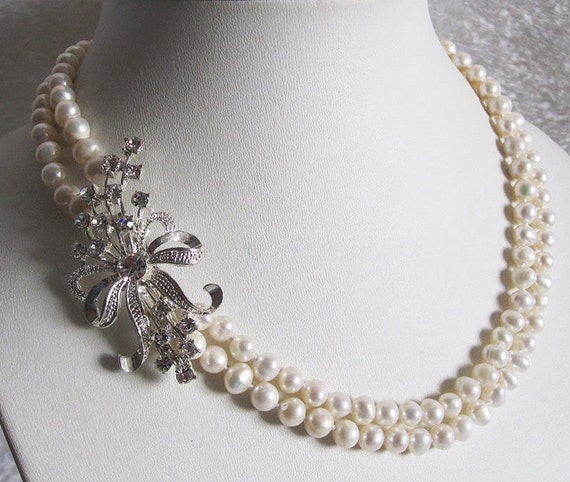 Bridal Wedding Jewelry Genuine Organic Cultured White Pearl | Etsy