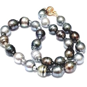 Vintage Huge 11-16mm Tahitian Multi Peacock Baroque Saturn Rings Real SaltWater Pearl 18 inch Necklace Strand PN052