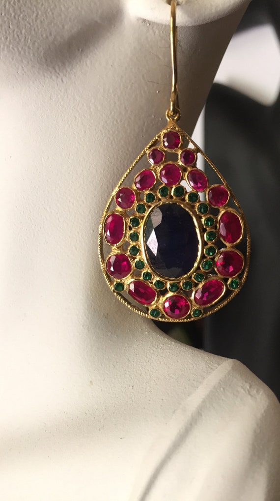 Vintage Geometric Dramatic 31ct Burmese Burma Mya… - image 3