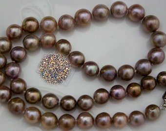 8.5mm - 10.2mm Japanese Kasumiga Bead Nucleated Hybrid Multi Colors Baroque Pearl 17 inch Necklace B