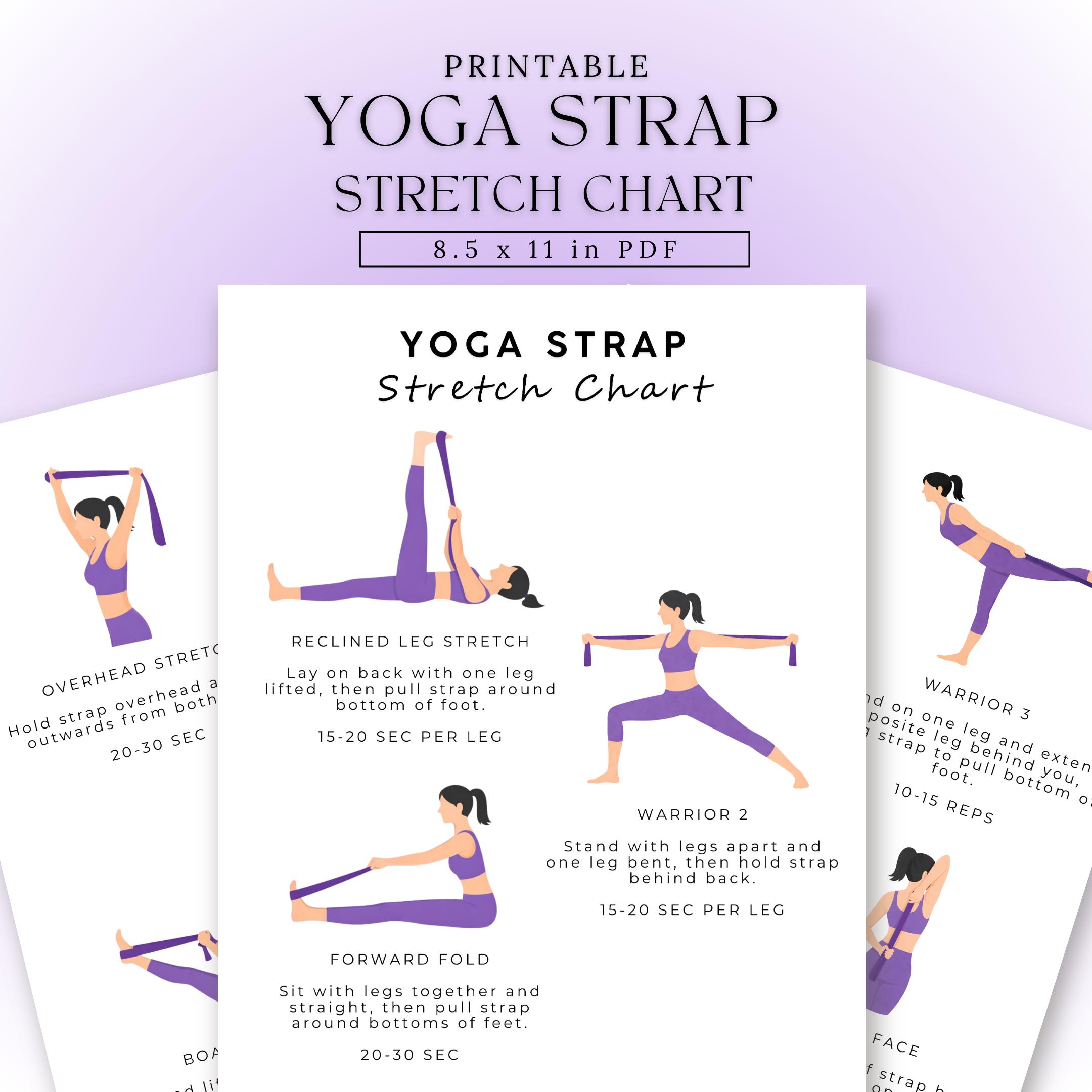 Stretch Poses Names Yoga Strap Stretch Poses Chart Printable | Exercise Poster PDF | Yoga ...