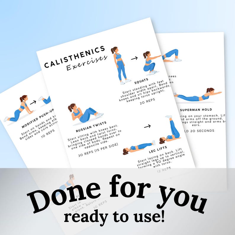 Calisthenics Workout Plan | Printable Exercise Chart | Full Body Exercises | Calisthenic Workout ...