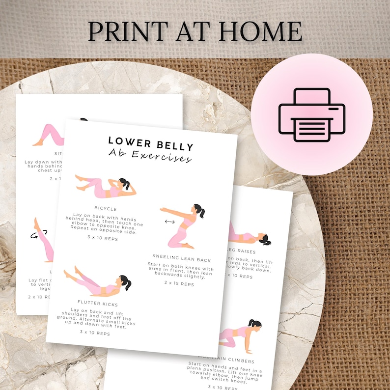 Lower Belly Abs Workout Poster | Printable Lower Ab Exercise Chart ...