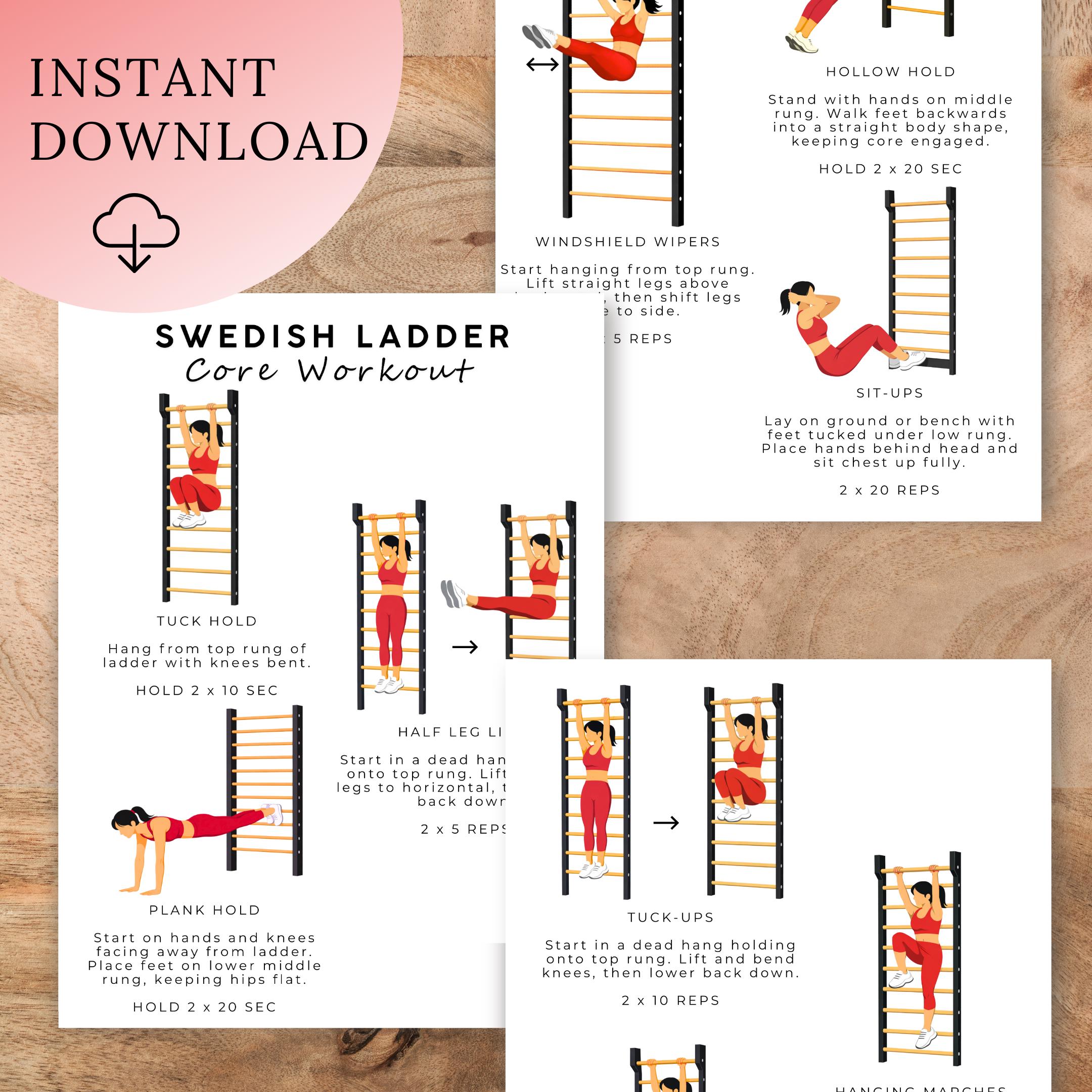 Swedish Ladder Workout | Core Exercises | Wall Bar Exercises PDF | Ab ...
