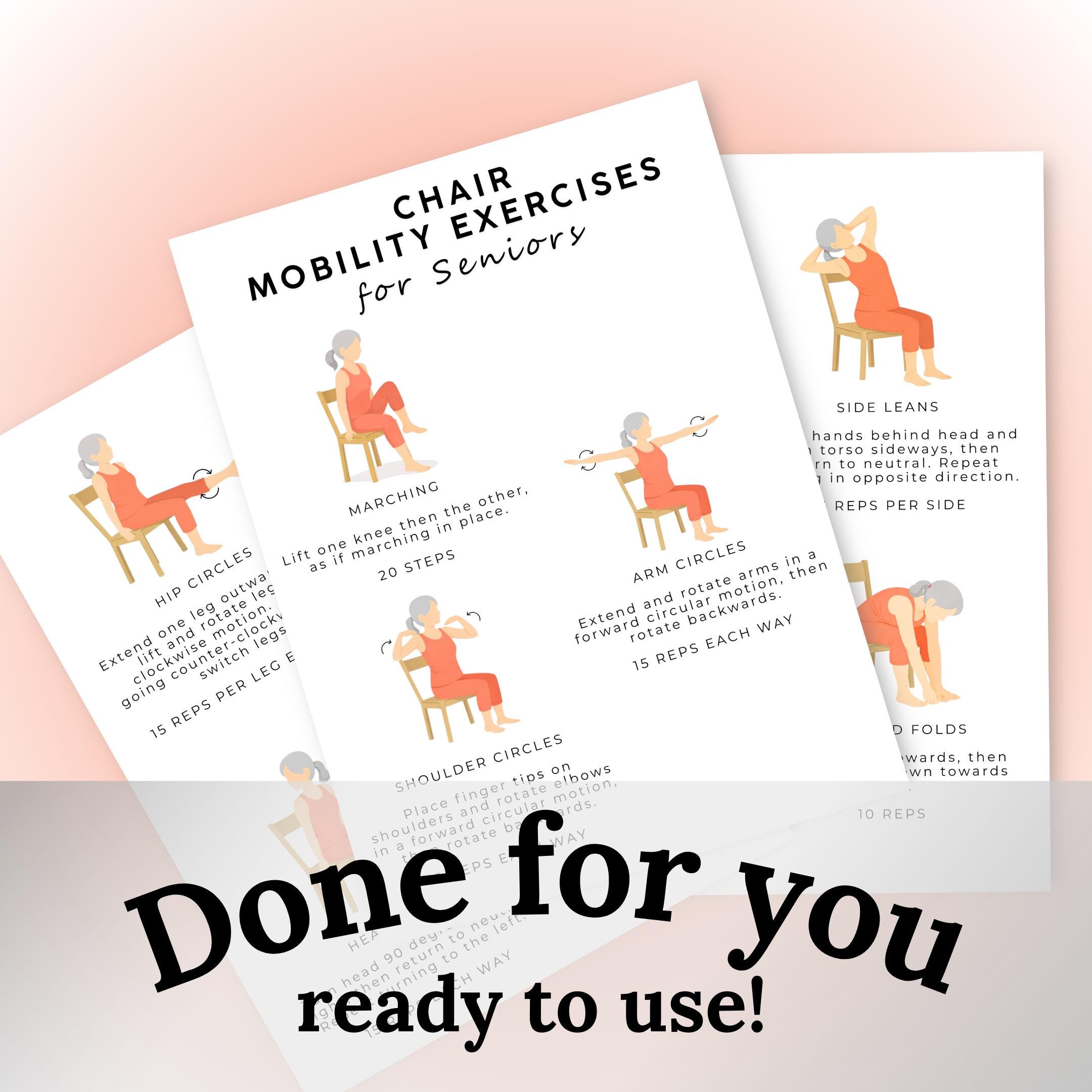 Printable Mobility Chair Mobility for Seniors | Printable Workout Poster | Chair Workout ...