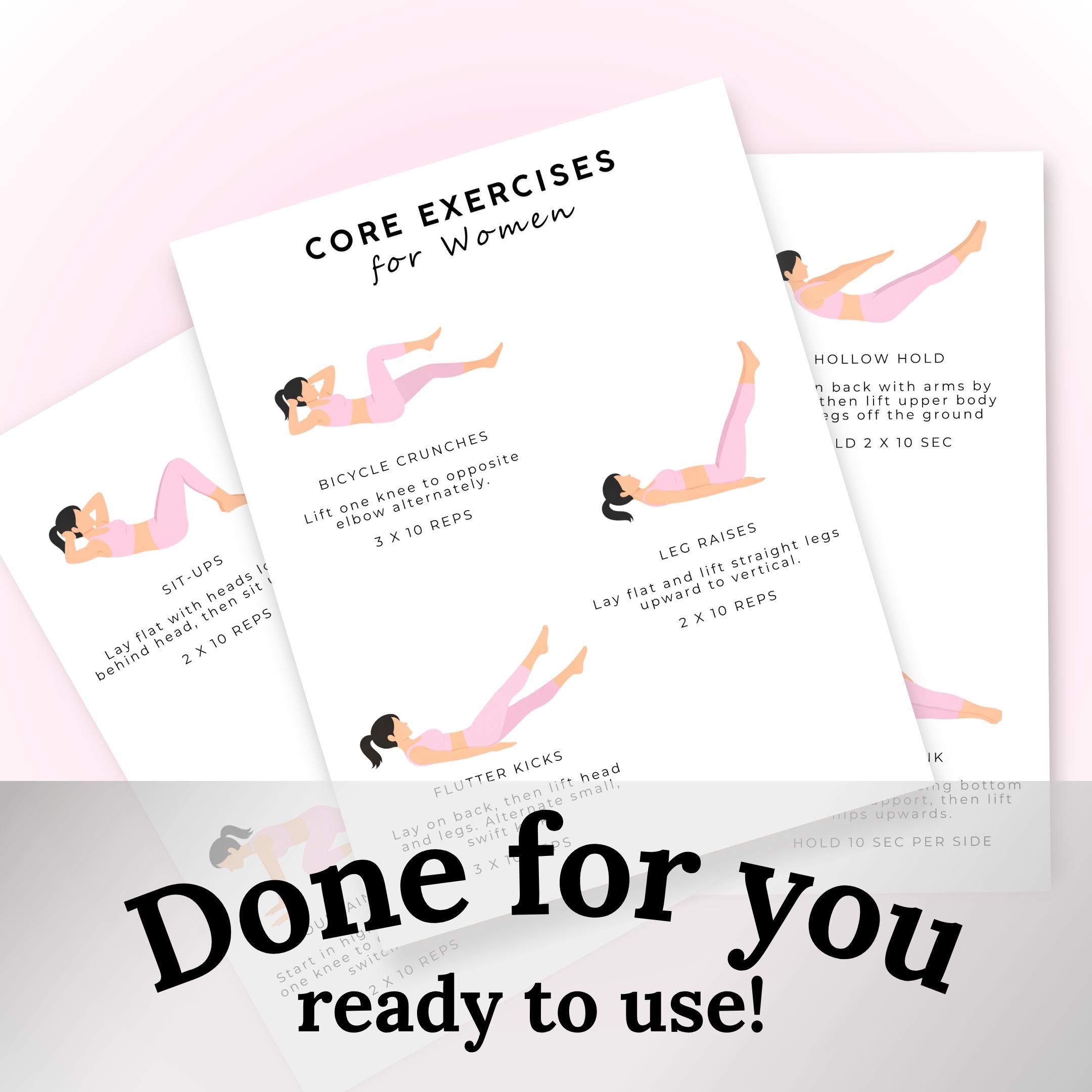 Excercise Chart Core Core Exercise Chart | Printable Workout | Gym Exercises for Home | Core ...