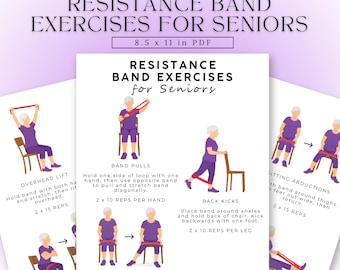 Resistance Band Exercises for Seniors | Printable Chair and Standing Exercises for Older Adults | Chair Workout Senior | Resistance Band PDF