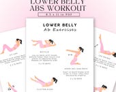 Lower Belly Abs Workout Poster | Printable Lower Ab Exercise Chart | Core Workout | Floor Exercises | Home Workout Sheet PDF | Flat Stomach