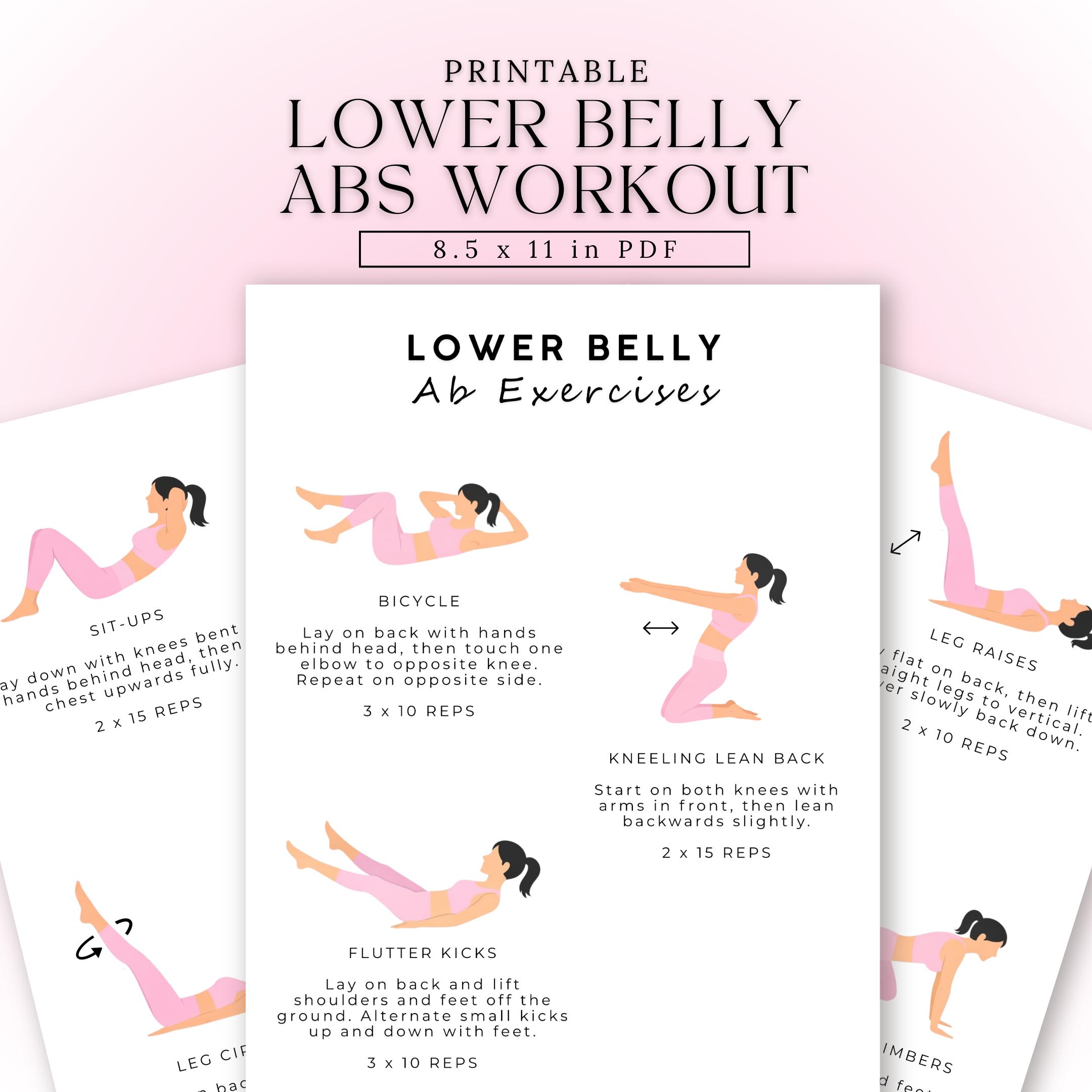 Lower Belly Abs Workout Poster | Printable Lower Ab Exercise Chart ...