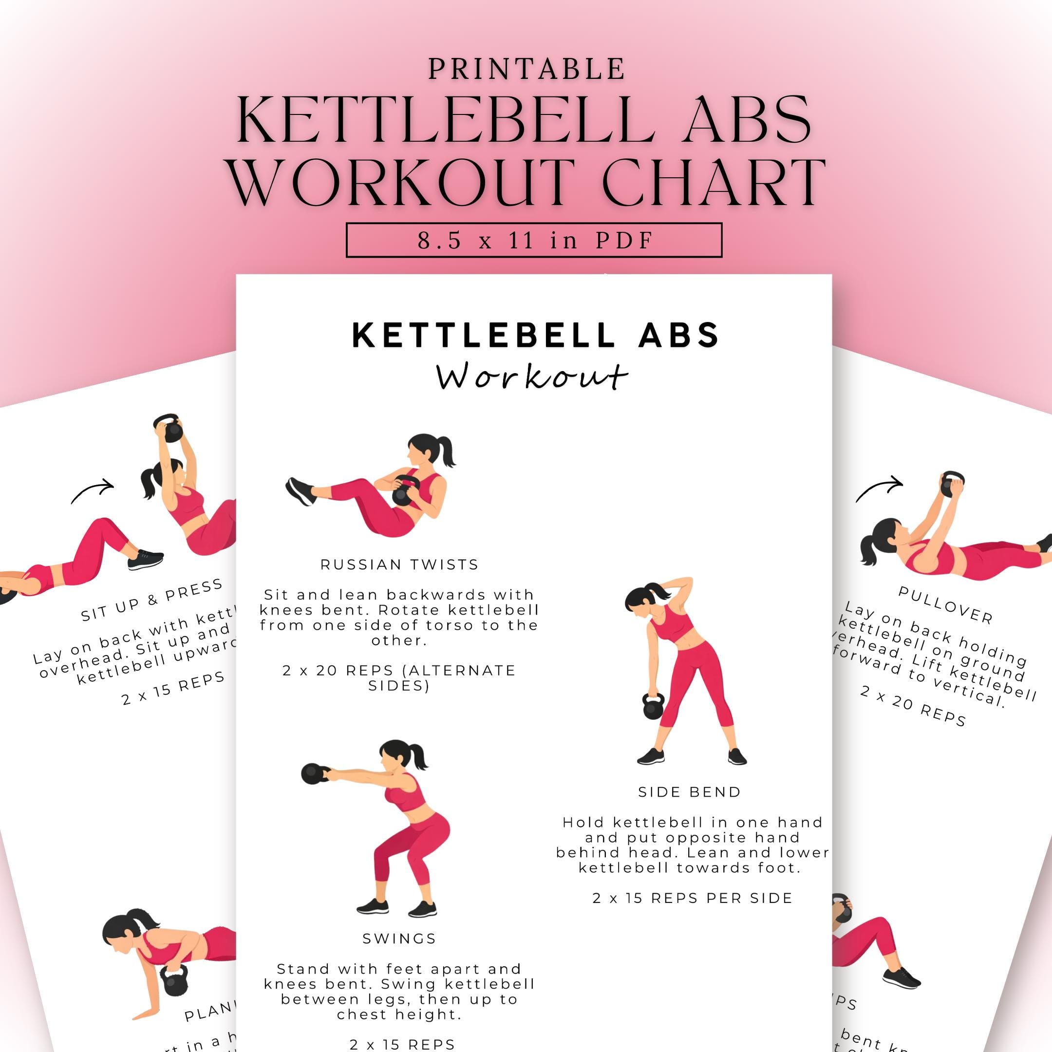Kettlebell Ab Workout | Printable Kettlebell Exercises | Kettlebell