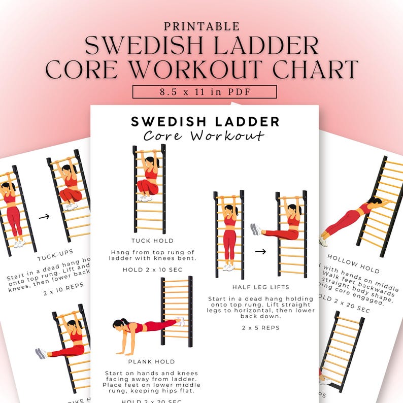 Swedish Ladder Workout | Core Exercises | Wall Bar Exercises PDF | Ab ...