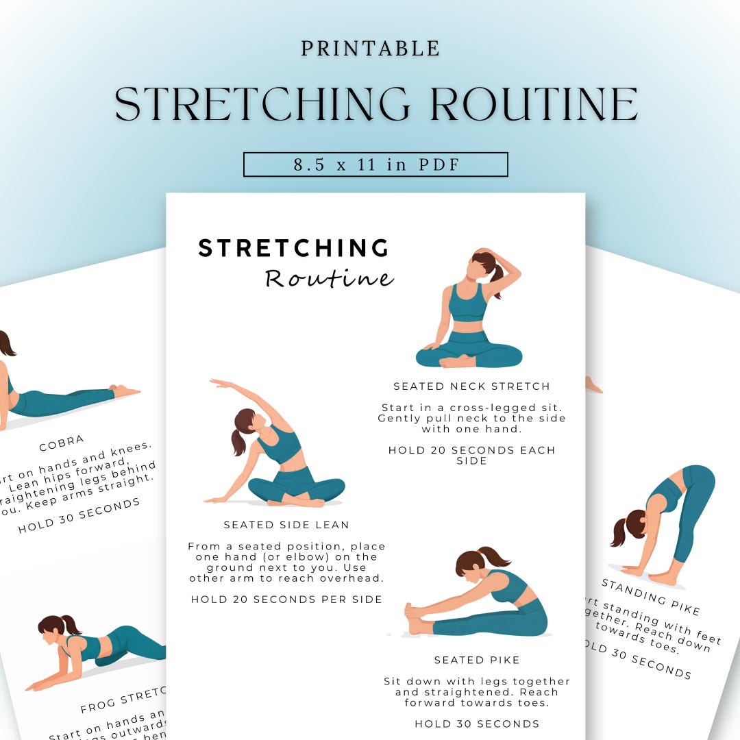 Stretching Routine | Printable Daily Stretch Routine | Home Workout ...