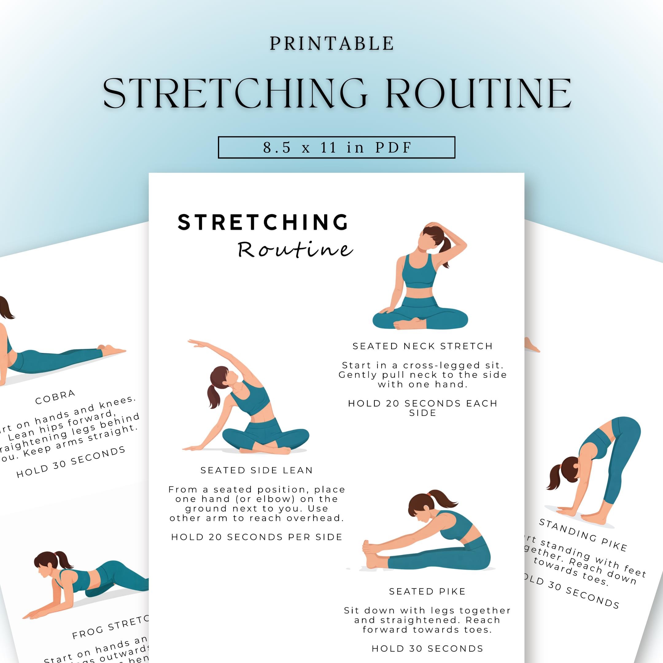 Print Off Stretching Routine Stretching Routine | Printable Daily Stretch Routine | Home Workout ...