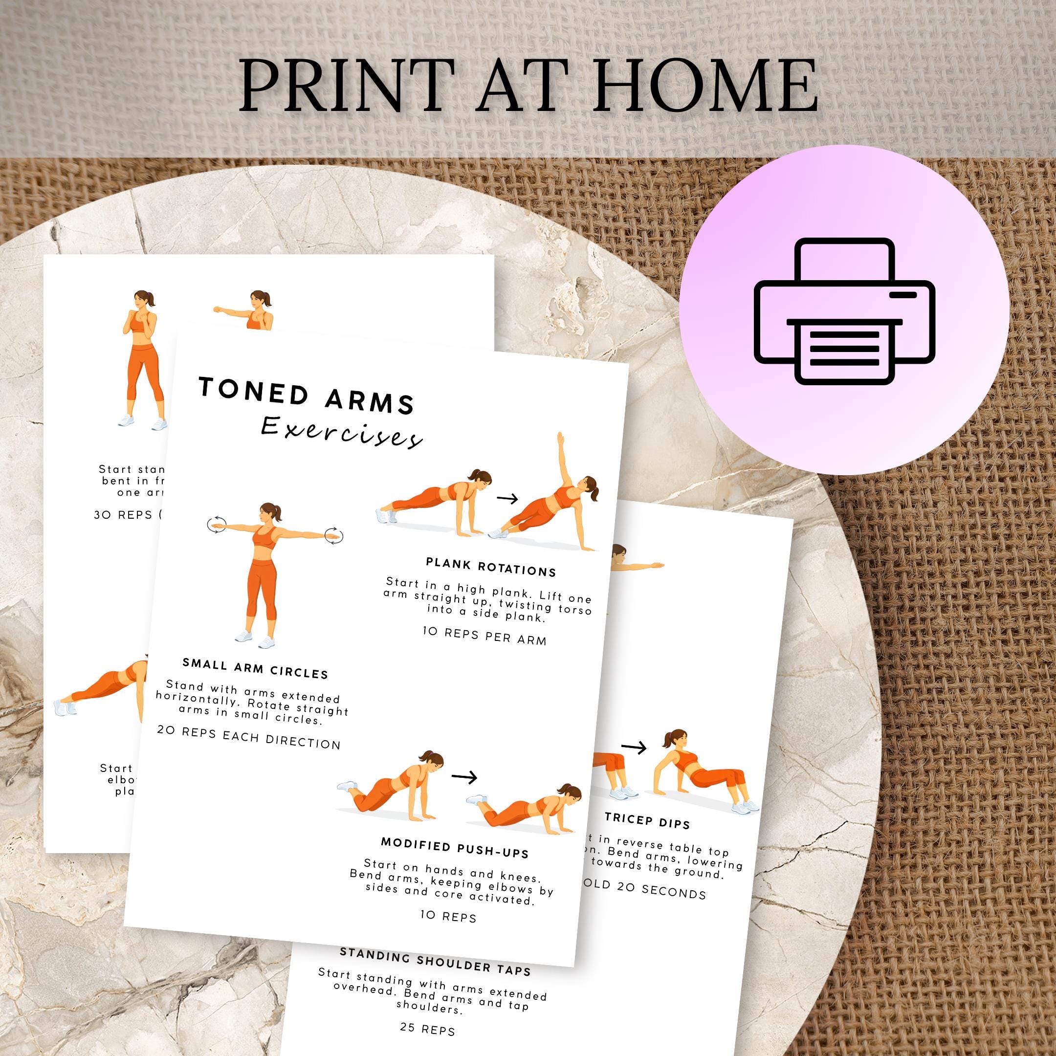 Arm Workout | Printable Workout Chart | Home Gym PDF | Toned Arm ...