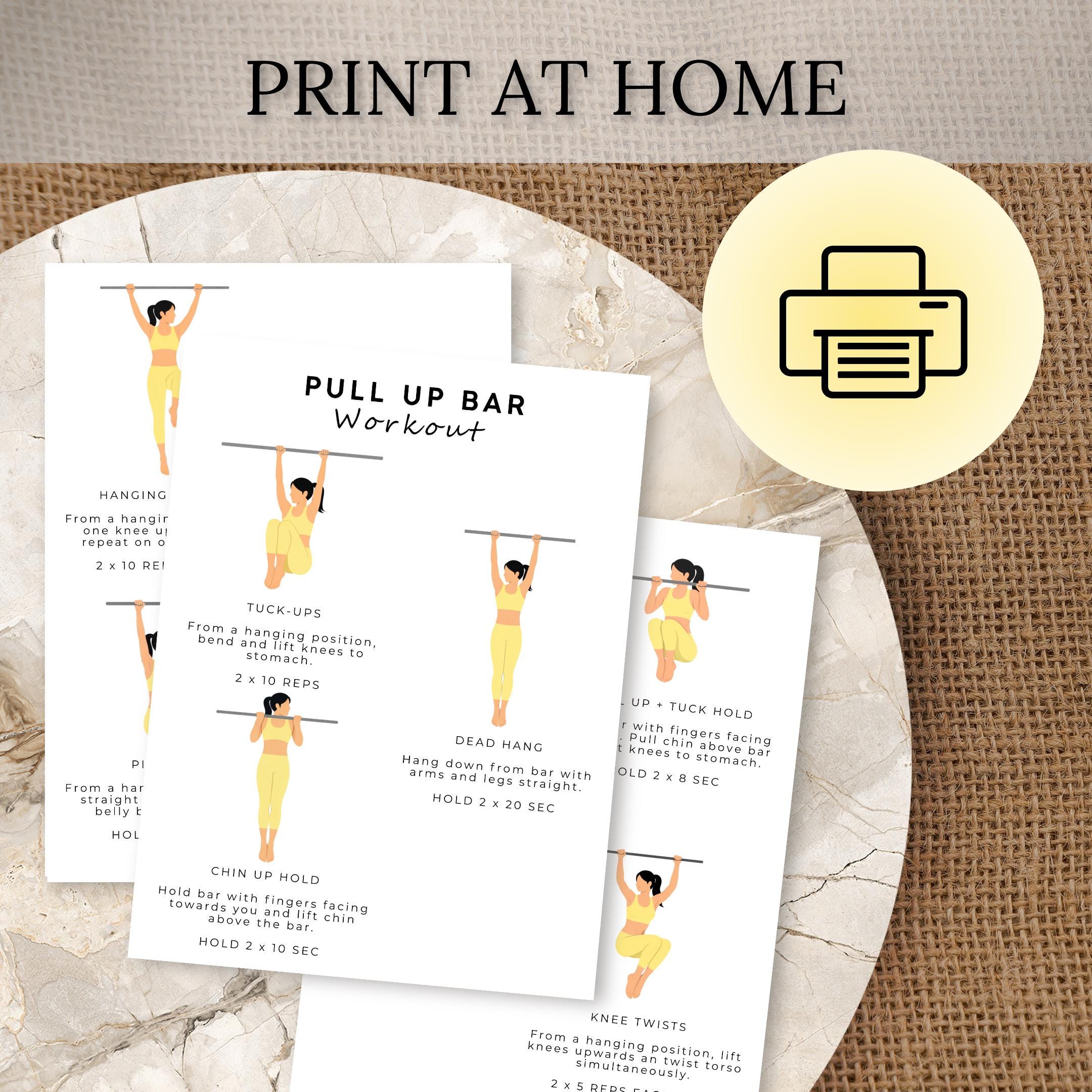Pull up Bar Exercises | Workout Chart | Printable Workout Poster | Home ...