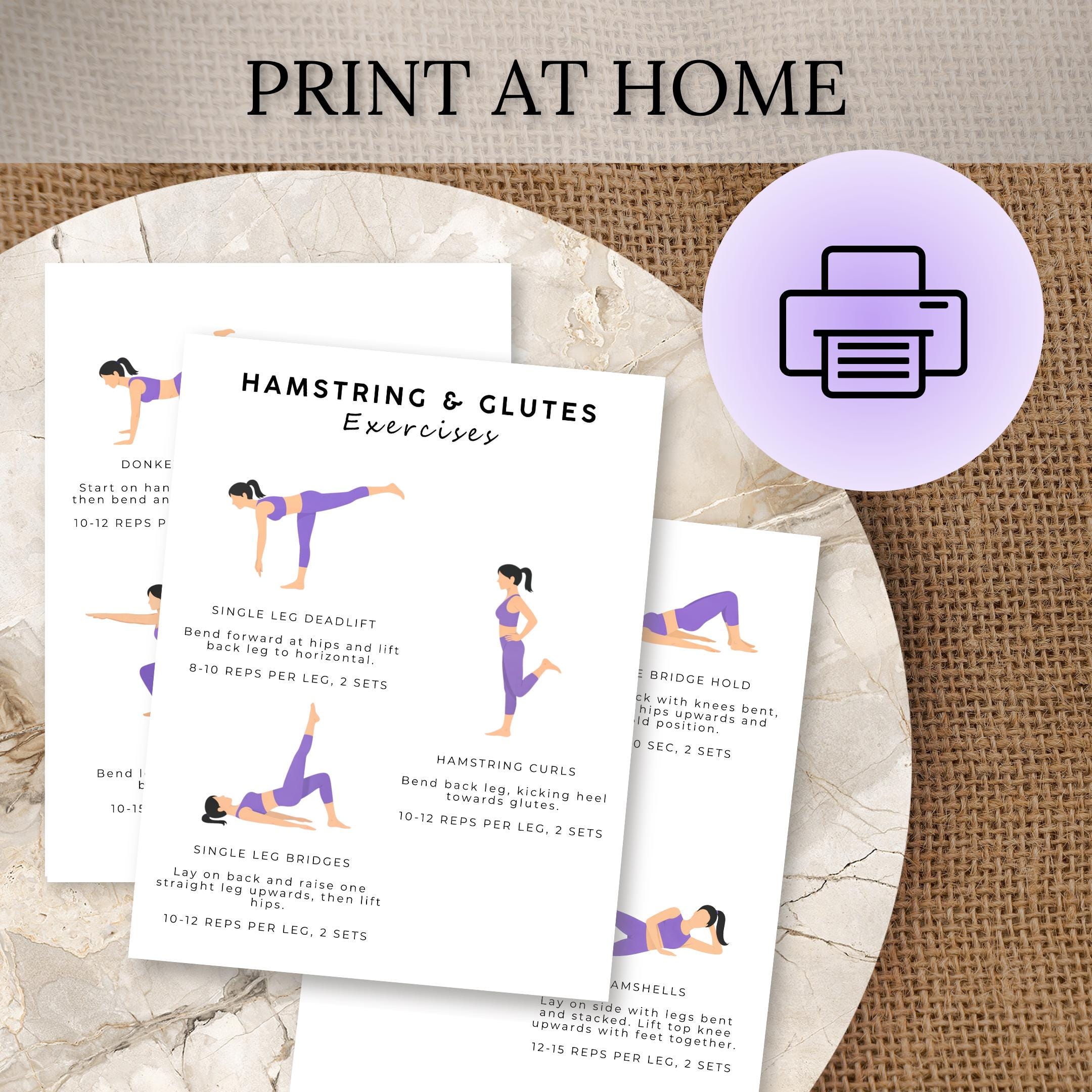 Hamstring & Glutes Workout Poster | Leg Day Exercises | Lower Body ...