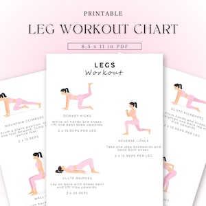 Beenoefeningen | Beentraining | Afdrukbare beentrainingen | Beentrainingstabel | Hamstrings, quads, dijen, kuiten, billen | Lichaamsgewichtoefeningen